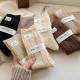 Women's Wool Socks Winter Warm Mid-Calf Knit Thermal Fleece-Lined Solid Color Long Socks