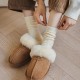 Women's Wool Socks Winter Warm Mid-Calf Knit Thermal Fleece-Lined Solid Color Long Socks