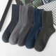 Men's Winter Business Socks | Thick Double-Knit Cotton | Dark Solid Colors | Seamless Mid-Calf Dress Socks