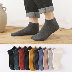 Men's Solid Color Cotton No-Show Socks Low-Cut Anti-Slip Casual Socks
