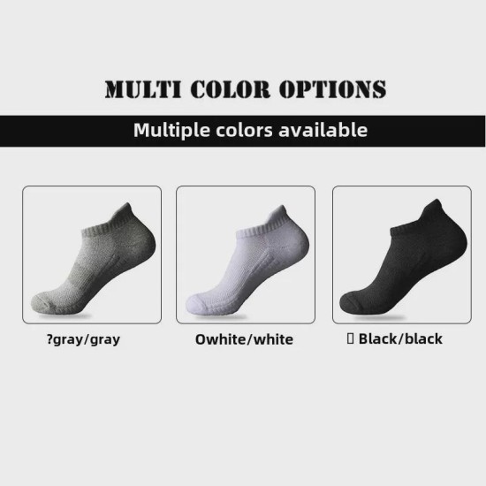 Thick Terry Crew Socks for Men & Women - Non-Slip Cotton Sports Ankle Socks with Cushioned Sole