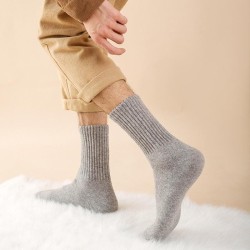 Men's Winter Socks Mid-Calf Wool Blend Thermal Fleece Lined Thick Warm Crew Socks