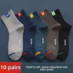 Men's Mid-Calf Socks - Breathable Cotton Dress Socks for Business & Casual Wear