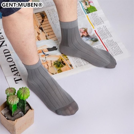 Men's Business Socks - Silk Cotton Dress Socks for Daily Wear, Breathable & Comfortable Short Ankle Socks