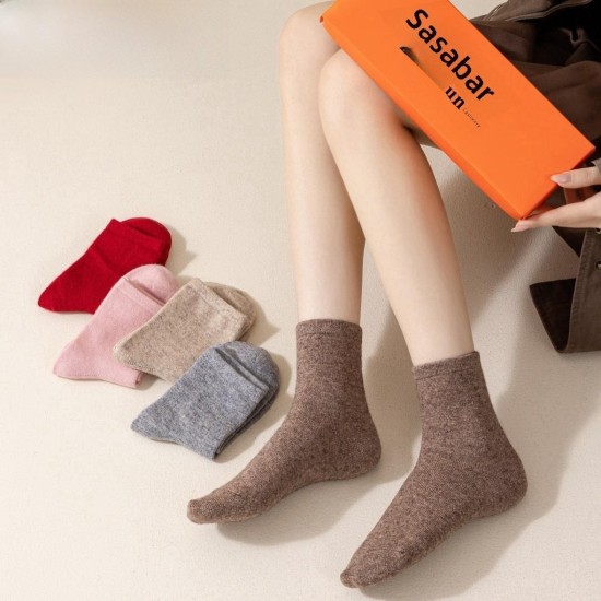 Cashmere Socks for Women - Winter Mid-Calf Socks with Fleece Lining, Extra Warm Wool Blend for Cold Weather