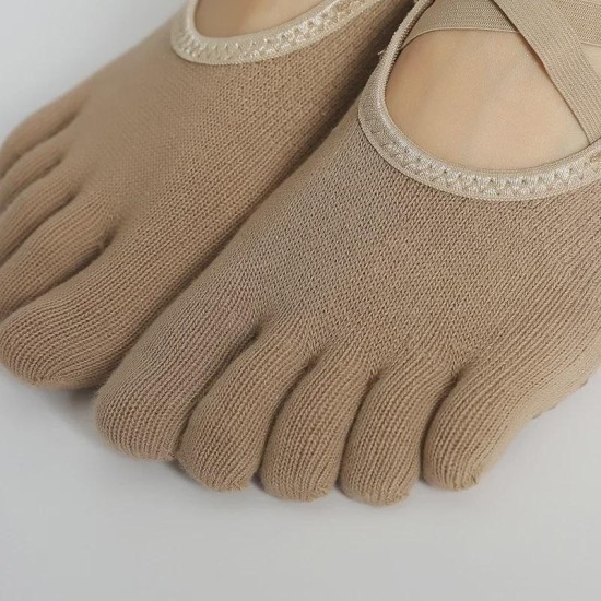 Non-Slip Yoga Socks with Cross Straps & Toe Separators for Women | Indoor Dance & Fitness Grip Socks