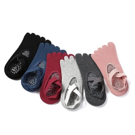 Non-Slip Yoga Socks with Toe Separation & Ankle Straps for Pilates and Indoor Fitness