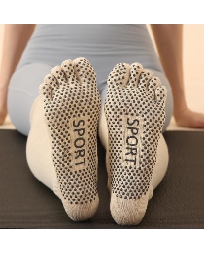 Non-Slip Over Knee Yoga Socks with Toe Separators - Long Compression Socks for Pilates, Fitness & Professional Workouts